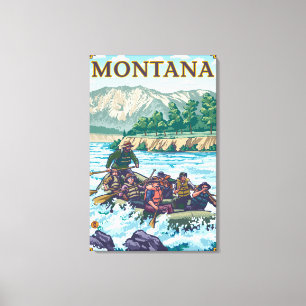White Water Rafting - Montana Canvas Afdruk