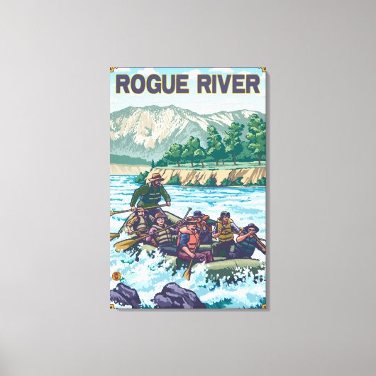 White Water Rafting - Rogue River, Oregon Canvas Afdruk (Voorkant)