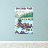 White Water Rafting - Skykomish River, Washington Canvas Afdruk (Insitu (Houten vloer))