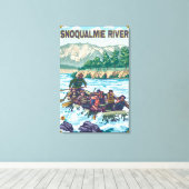 White Water Rafting - Snoqualmie River Canvas Afdruk (Insitu (Houten vloer))