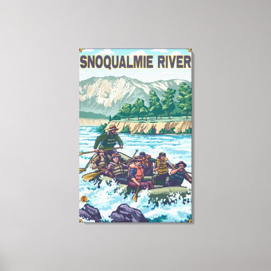 White Water Rafting - Snoqualmie River Canvas Afdruk (Voorkant)