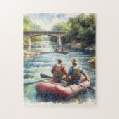 White Water Rafting Waterverf River Puzzel (Verticaal)