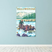 White Water Rafting - Yellowstone National Park Canvas Afdruk (Insitu (Houten vloer))