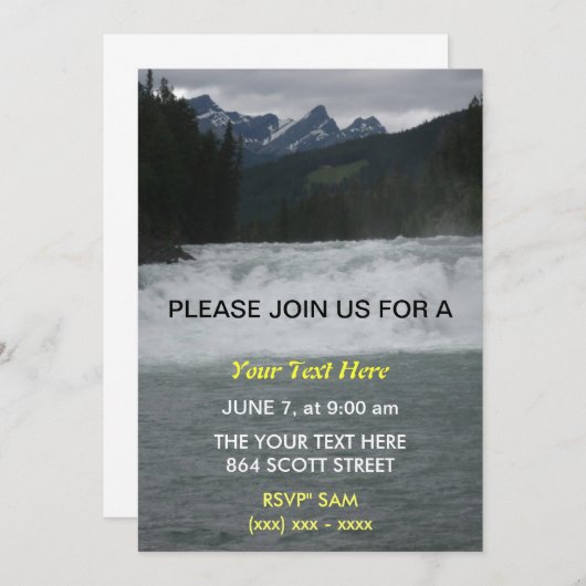 White Water rapids Invitation Kaart (Voorkant / Achterkant)