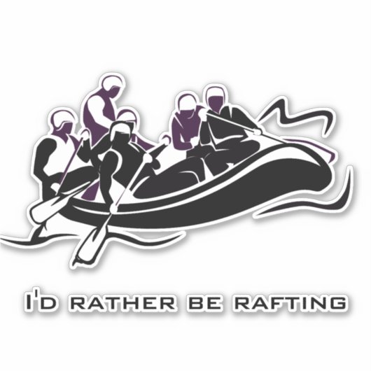 White Water River Rafting Design Contour Sticker (Voorkant)