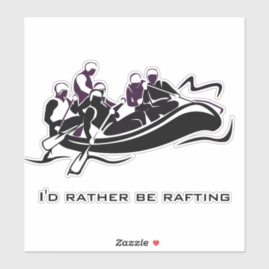White Water River Rafting Design Contour Sticker (Vel)