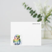 White Watercolor Parrot Stationery Note Card Kaart (Staand voorkant)