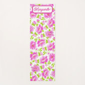 White Watercolor Peonies Floral Personalized Yogamat (Voorkant)