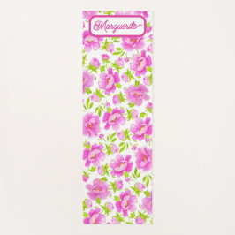 White Watercolor Peonies Floral Personalized Yogamat