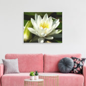 White Waterlily and Bud Floral Canvas Afdruk (Insitu (Woonkamer))
