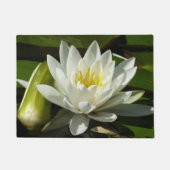 White Waterlily and Bud Floral Deurmat (Voorkant)