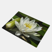 White Waterlily and Bud Floral Deurmat (Schuin)