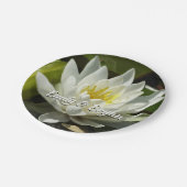 White Waterlily and Bud Floral Papieren Bordje (Gekanteld)