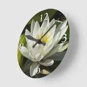 White Waterlily and Bud Floral Ronde Klok (Hoek)