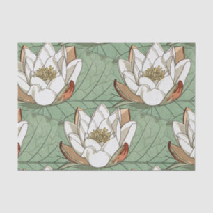 White Waterlily Floral Art Nouveau Tissuepapier