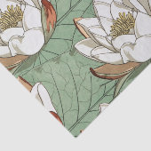 White Waterlily Floral Art Nouveau Tissuepapier (Detail)