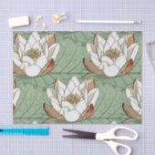 White Waterlily Floral Art Nouveau Tissuepapier (Craft)