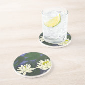White Waterlily Flowers, Acrylverf Zandsteen Onderzetter (Zijkant)