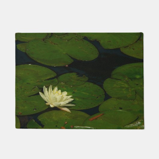 White Waterlily I Peaceful Floral Photography Deurmat (Voorkant)