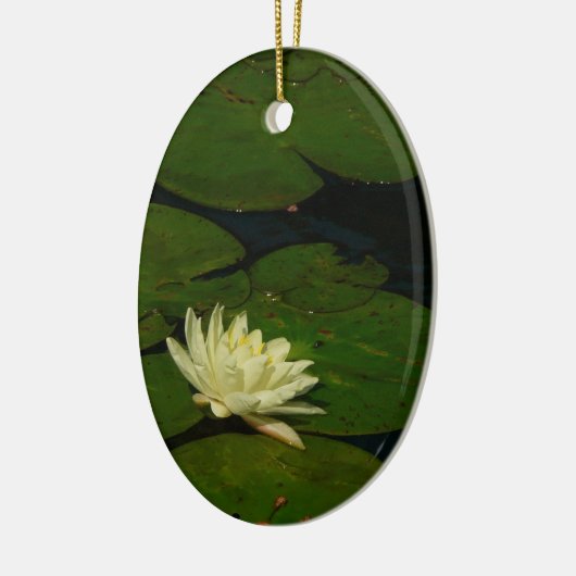White Waterlily I Peaceful Floral Photography Keramisch Ornament (Links)