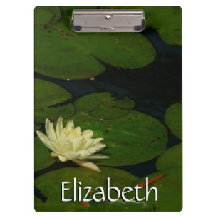 White Waterlily I Peaceful Floral Photography Klembord