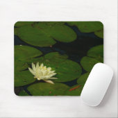 White Waterlily I Peaceful Floral Photography Muismat (Met muis)