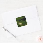 White Waterlily I Peaceful Floral Photography Vierkante Sticker (Envelop)