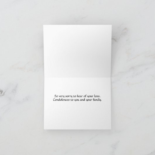 White Waterlily Sympathy Card Kaart (Binnen)