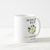 White Waterverf Flowers World's Best Mam Script Koffiemok (Voorkant rechts)