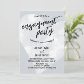White Waterverf Heart Engagement Party Light Grey Kaart (Staand voorkant)