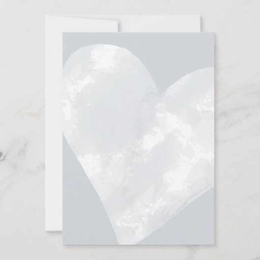 White Waterverf Heart Engagement Party Light Grey Kaart (Achterkant)