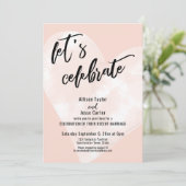 White Waterverf Heart Let's Celebrate Blush Pink Kaart (Staand voorkant)