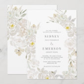 White Waterverf Peony Wedding Arch Uitnodiging (Voorkant / Achterkant)