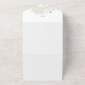 White Waterverf Peony Wedding Invitation All In One Uitnodiging (Buitenkant)