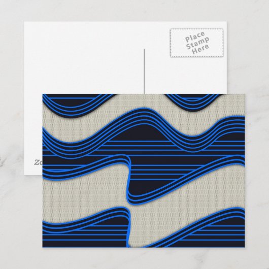 White Wave Fabric Blue Neon lines Afbeelding afdru Briefkaart (Voorkant / Achterkant)