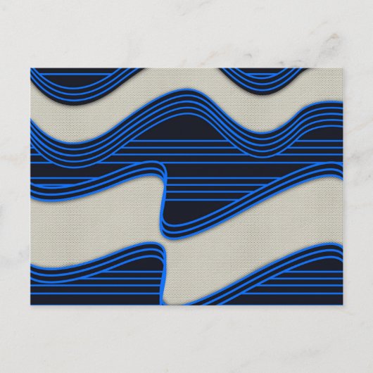 White Wave Fabric Blue Neon lines Afbeelding afdru Briefkaart (Voorkant)