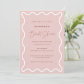 White Wavy Border Bridal Shower Invitation Kaart (Staand voorkant)