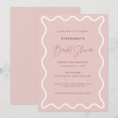 White Wavy Border Bridal Shower Invitation Kaart (Voorkant / Achterkant)