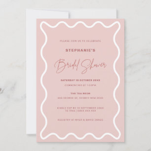 White Wavy Border Bridal Shower Invitation Kaart