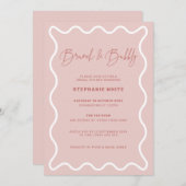 White Wavy Border Brunch en Bubble Invitation Kaart (Voorkant / Achterkant)