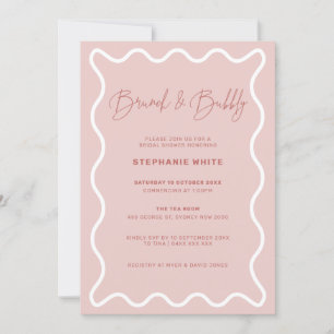 White Wavy Border Brunch en Bubble Invitation Kaart