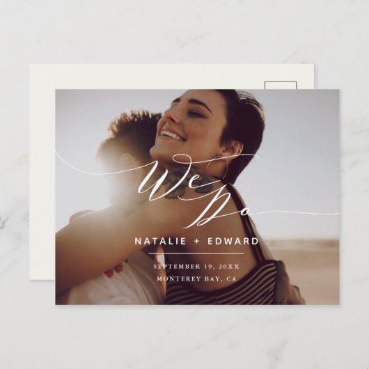 White we doen een script elegant bruiloftfoto briefkaart (Voorkant / Achterkant)