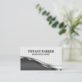 White Weave Metallic Achtergrond Visitekaartje (Staand voorkant)