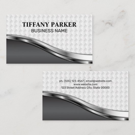 White Weave Metallic Achtergrond Visitekaartje (Voorkant / Achterkant)