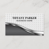 White Weave Metallic Achtergrond Visitekaartje (Voorkant)