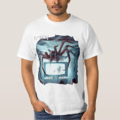 White Web of Lies T-Shirt (Spider on TV) (Voorkant)