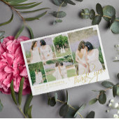 White Weddenfoto Collage Gold Script Hartelijk dan Folie Uitnodiging