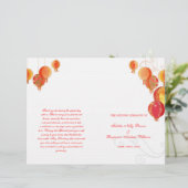 White Wedding Bi Fold Programme Red Paper Lantern (Staand voorkant)