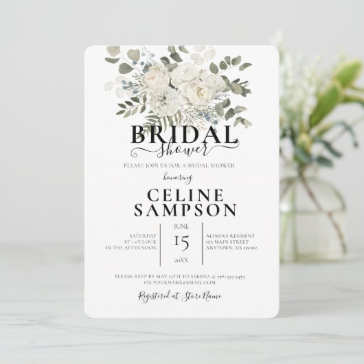 White Wedding Bouquet Illustration Vrijgezellenfee Kaart (Staand voorkant)