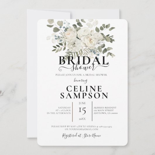 White Wedding Bouquet Illustration Vrijgezellenfee Kaart (Voorkant)